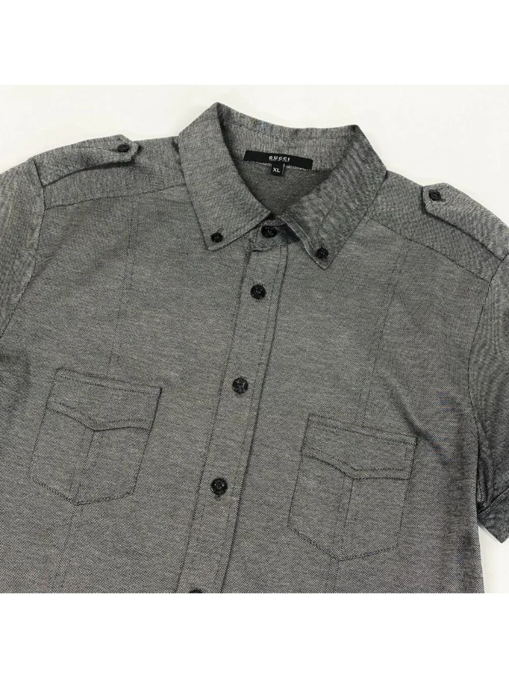 Gucci Sherry Line Short Sleeve Shirt Polo Gray Cotton XL